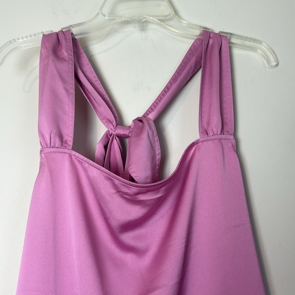 Ann Taylor Pink Summer Satin Bow Back Sleeveless Blouse Size L NWT - Picture 2 of 9